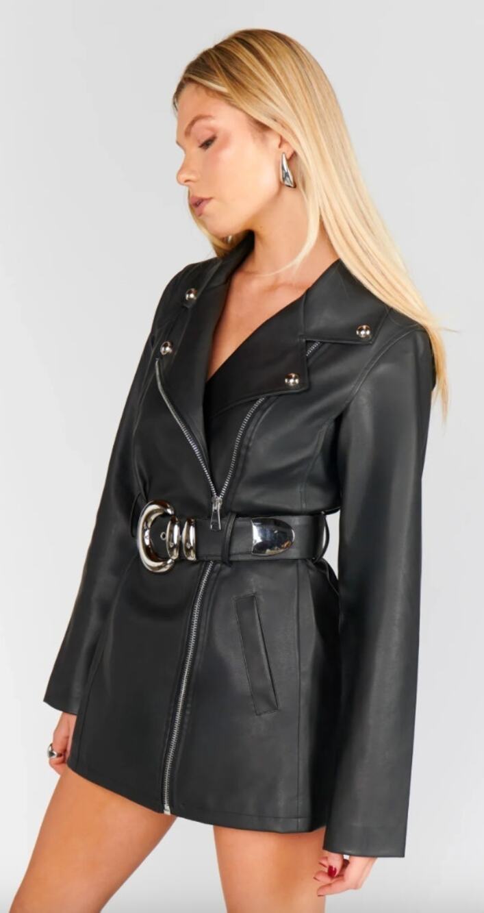 Show Me Your Mumu | NWT Stapleton Mini Dress in Caviar Faux Leather S